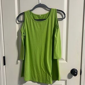 Vibrant Green Cold Shoulder Women's Tunic